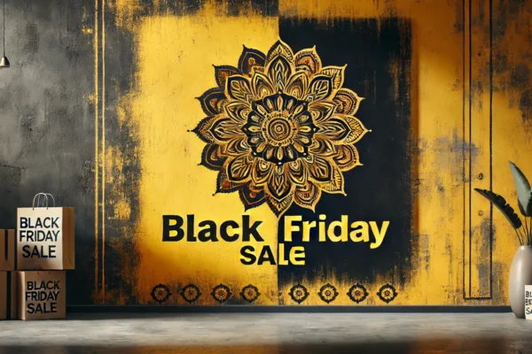 Wall with text Black Friday Sale and a mandala.